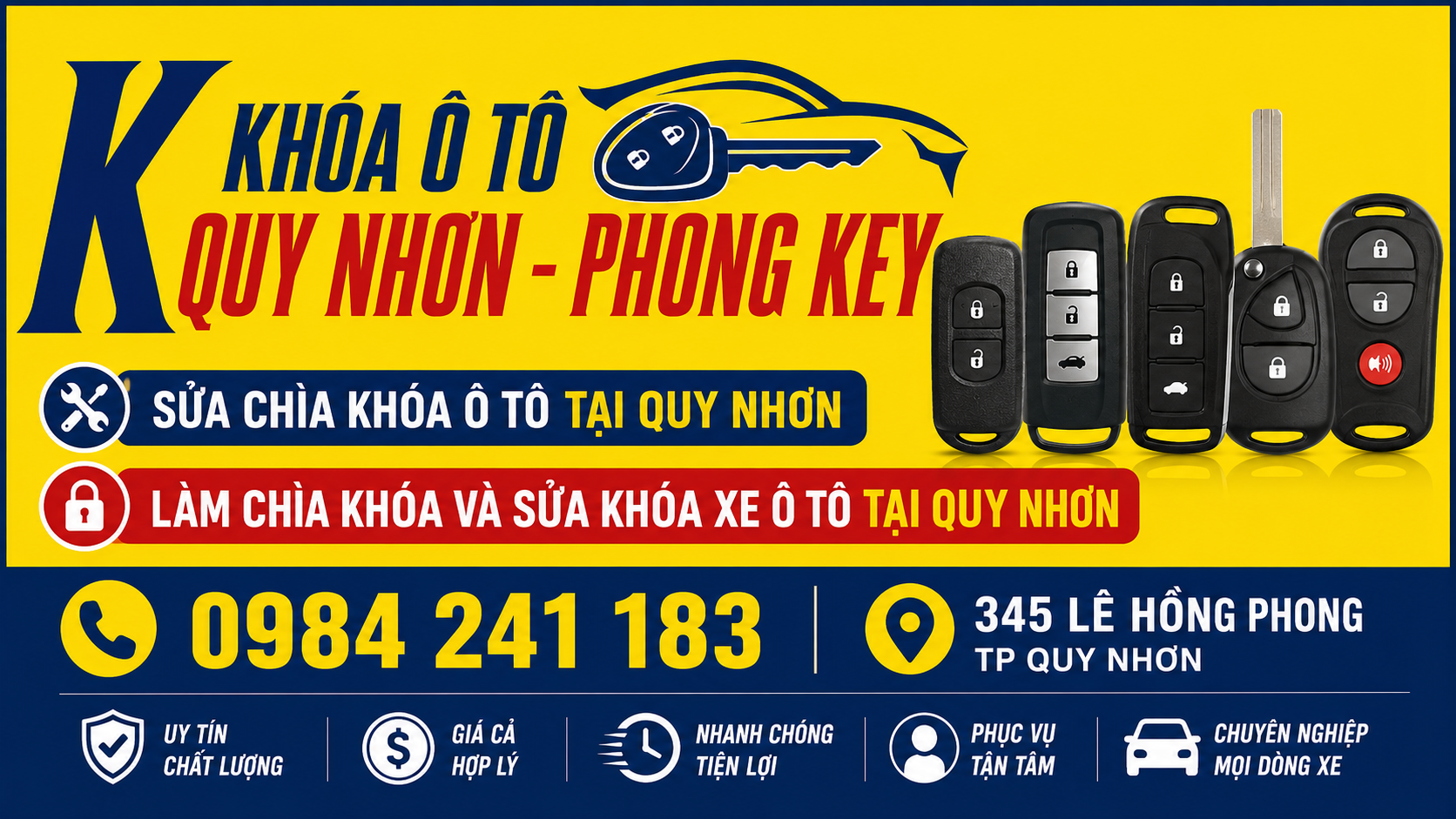 Làm chìa khóa ô tô -Sửa khóa ô tô tại Quy Nhơn, sửa khóa Quy Nhơn, sửa khóa xe vespa Quy Nhơn